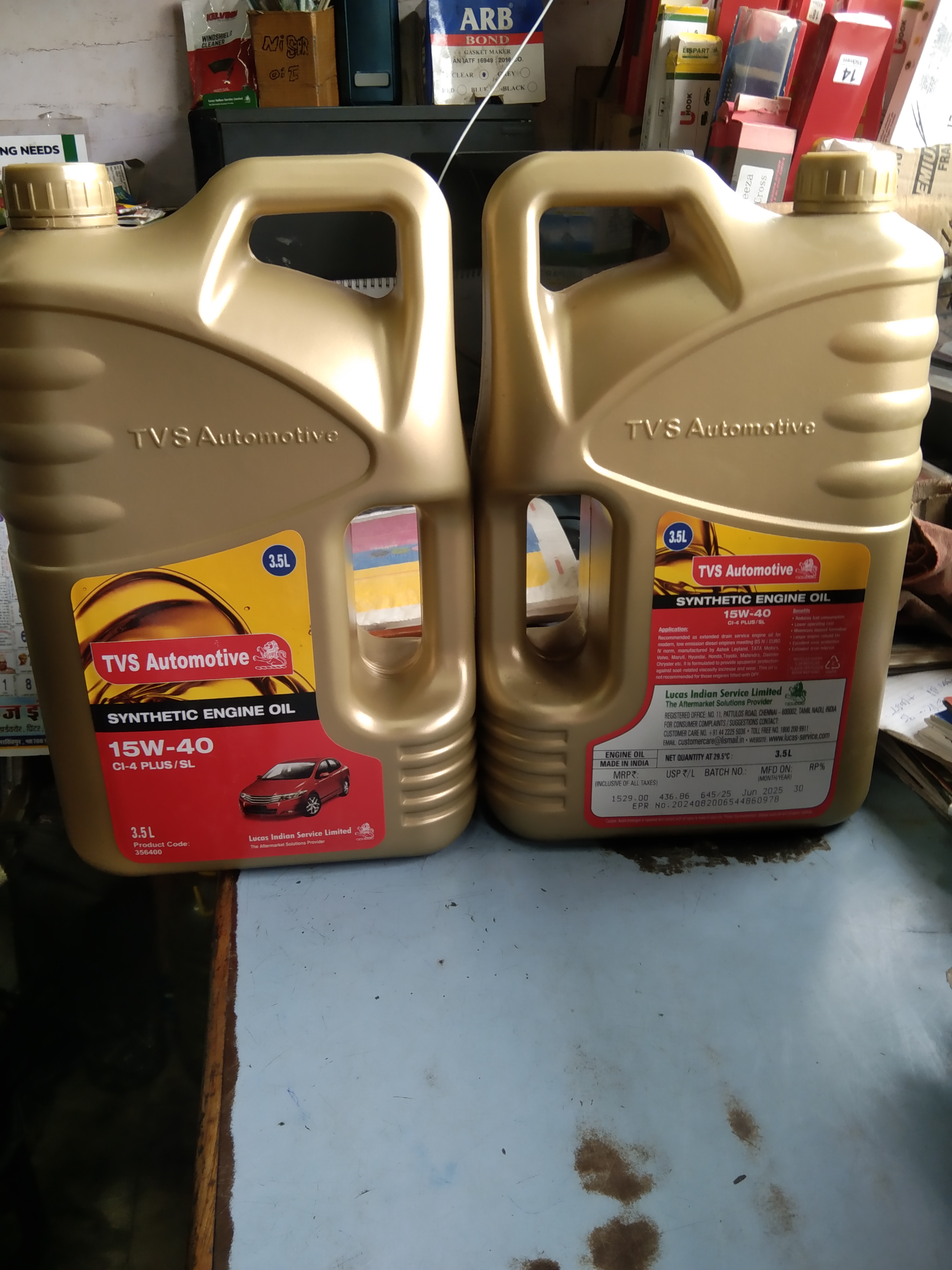 Tvs auto motive oil 15w-40 3lt ci-4plus/sl